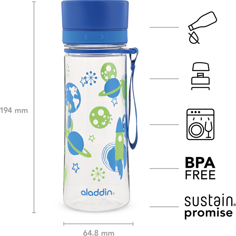 ALADDIN AVEO KIDS modrá s potiskem 350 ml