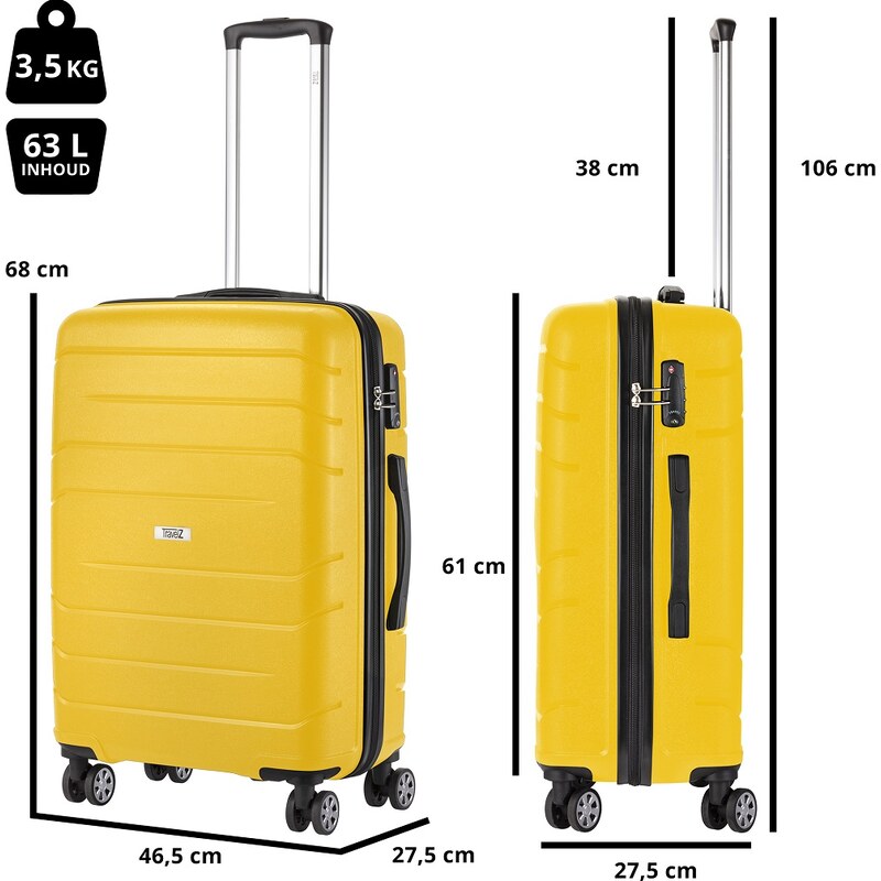 TRAVEL Z Střední kufr Big Bars Yellow