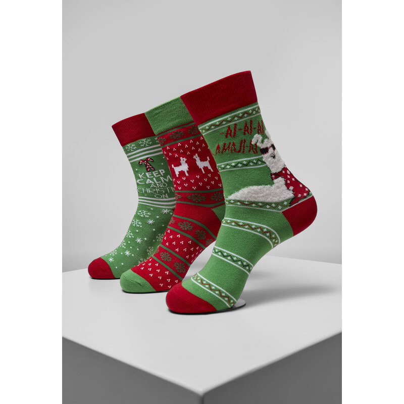 Urban Classics Accessoires Vánoční ponožky Lama - 3-balení - vícebarevné