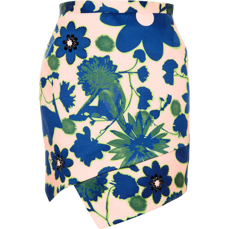Topshop Embellished X-Ray Flower Skirt