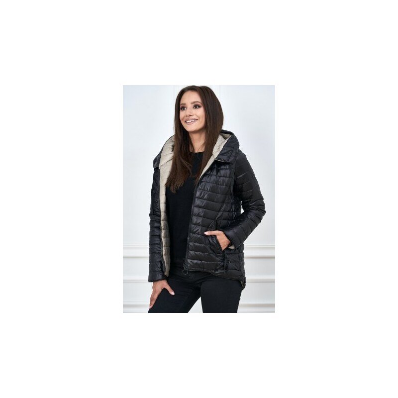Dámská černo-béžová oboustranná bunda podzim/jaro, Velikost M, Barva Barevná LS Fashion IT352