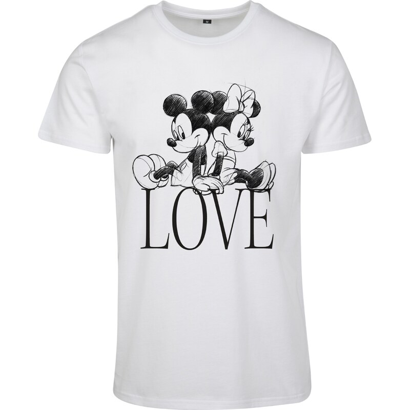 Merchcode Tričko Minnie Loves Mickey černá / bílá