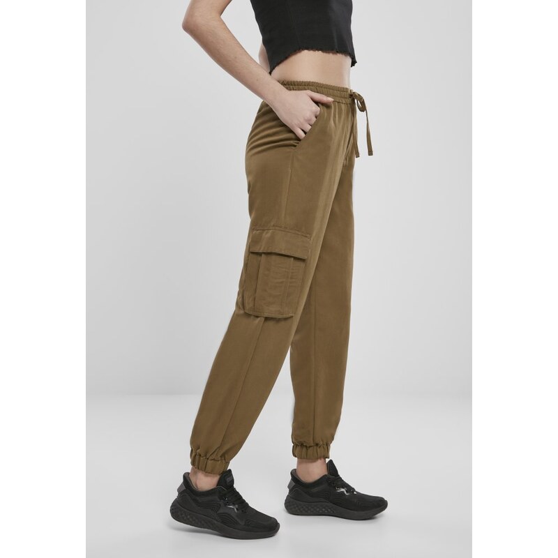 URBAN CLASSICS Ladies Viscose Twill Cargo Pants - summerolive