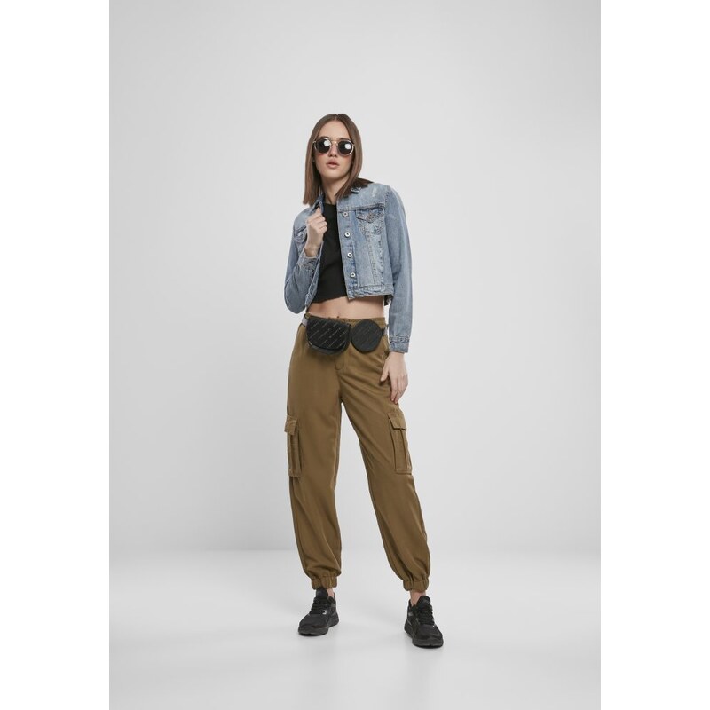 URBAN CLASSICS Ladies Viscose Twill Cargo Pants - summerolive