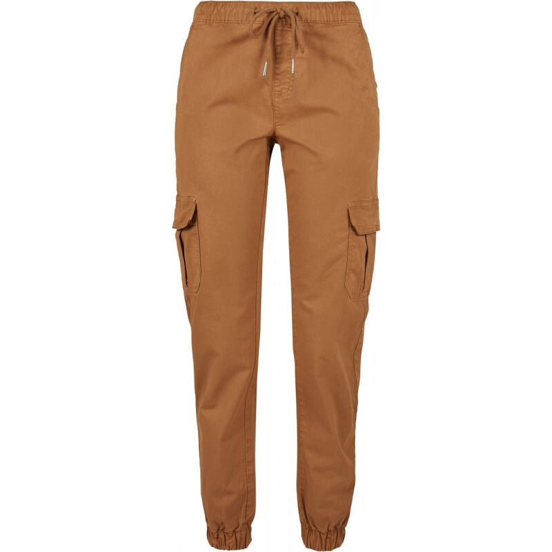 URBAN CLASSICS Ladies High Waist Cargo Jogging Pants - toffee