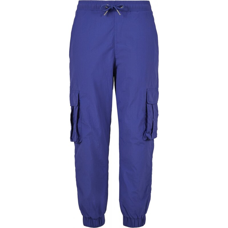 URBAN CLASSICS Ladies High Waist Crinkle Nylon Cargo Pants - bluepurple
