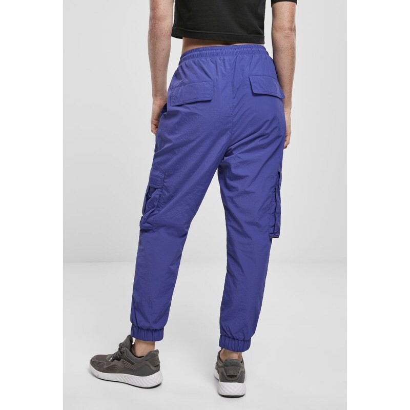 URBAN CLASSICS Ladies High Waist Crinkle Nylon Cargo Pants - bluepurple