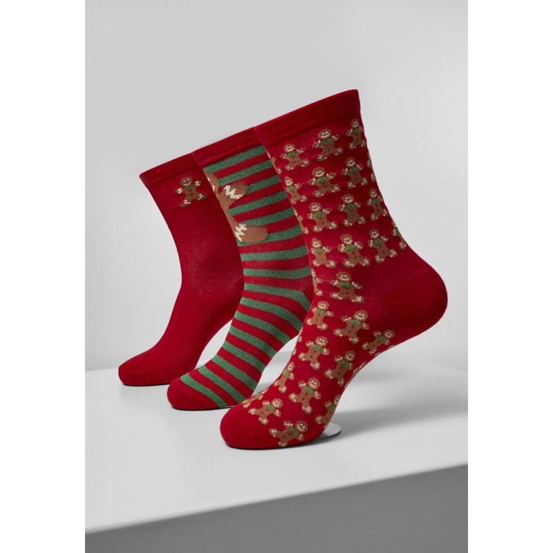 URBAN CLASSICS Christmas Gingerbread Lurex Socks 3-Pack