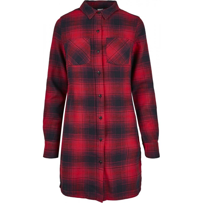 Dámská košile Urban Classics Check Shirt Dress - tmavě modrá/červená 105351608