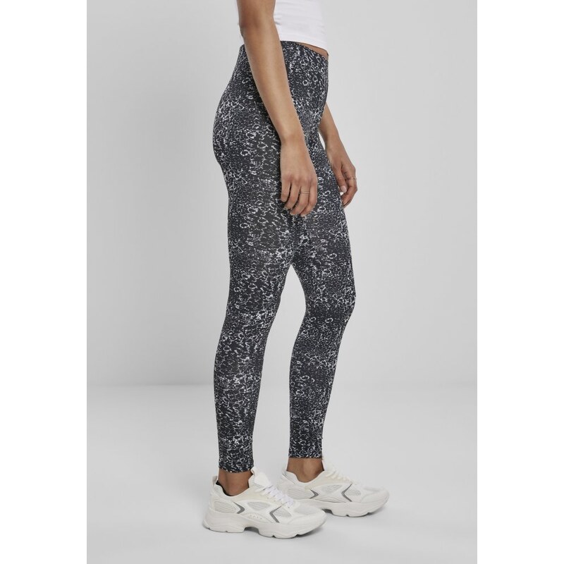 URBAN CLASSICS Ladies AOP Leggings - black/white