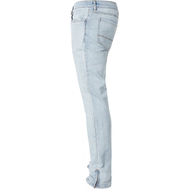 Pánské džíny Urban Classics Slim Fit Zip Jeans - světle modré