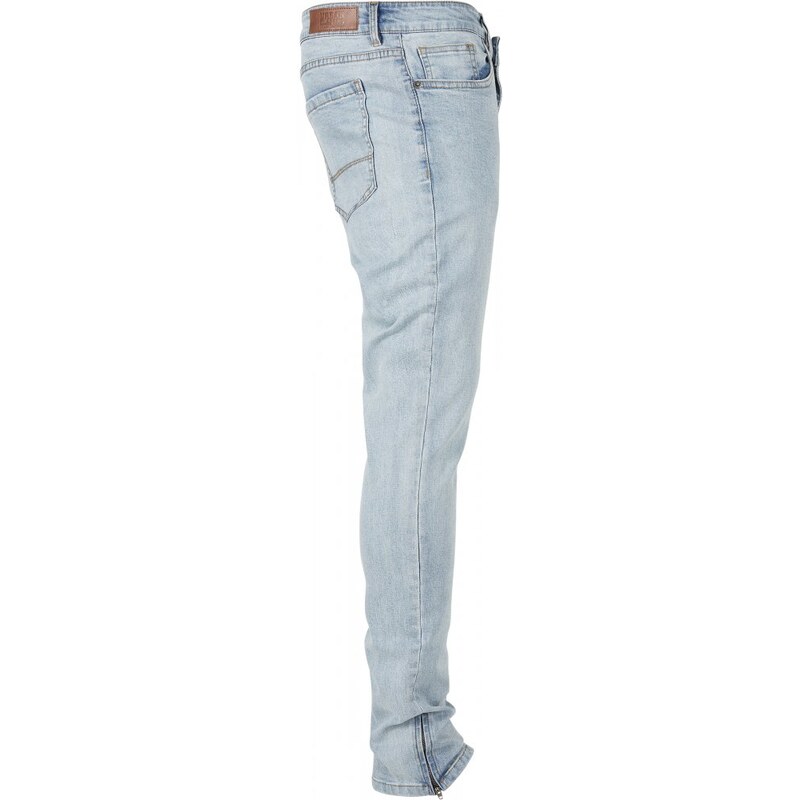 Pánské džíny Urban Classics Slim Fit Zip Jeans - světle modré