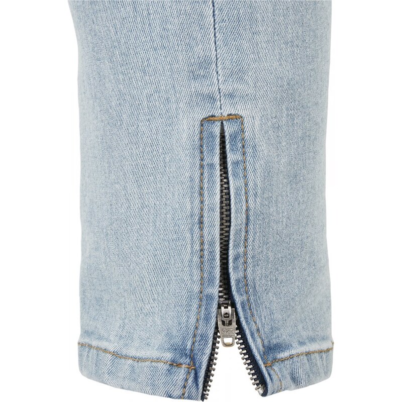 Pánské džíny Urban Classics Slim Fit Zip Jeans - světle modré