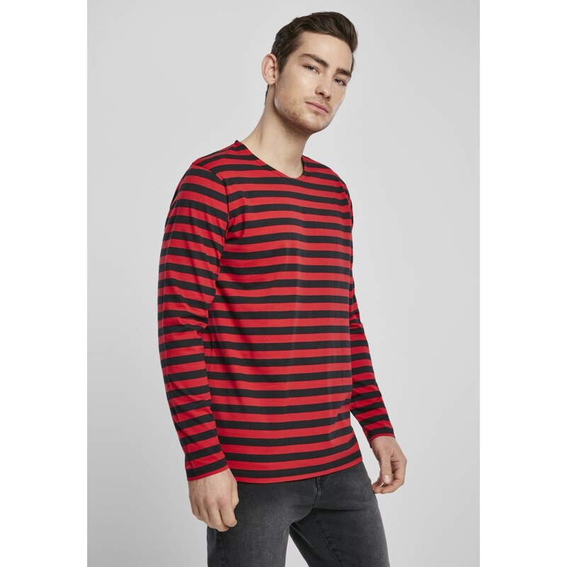 URBAN CLASSICS Regular Stripe LS - firered/blk