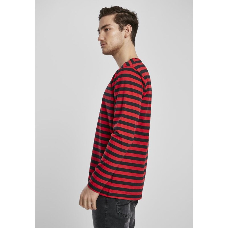 URBAN CLASSICS Regular Stripe LS - firered/blk