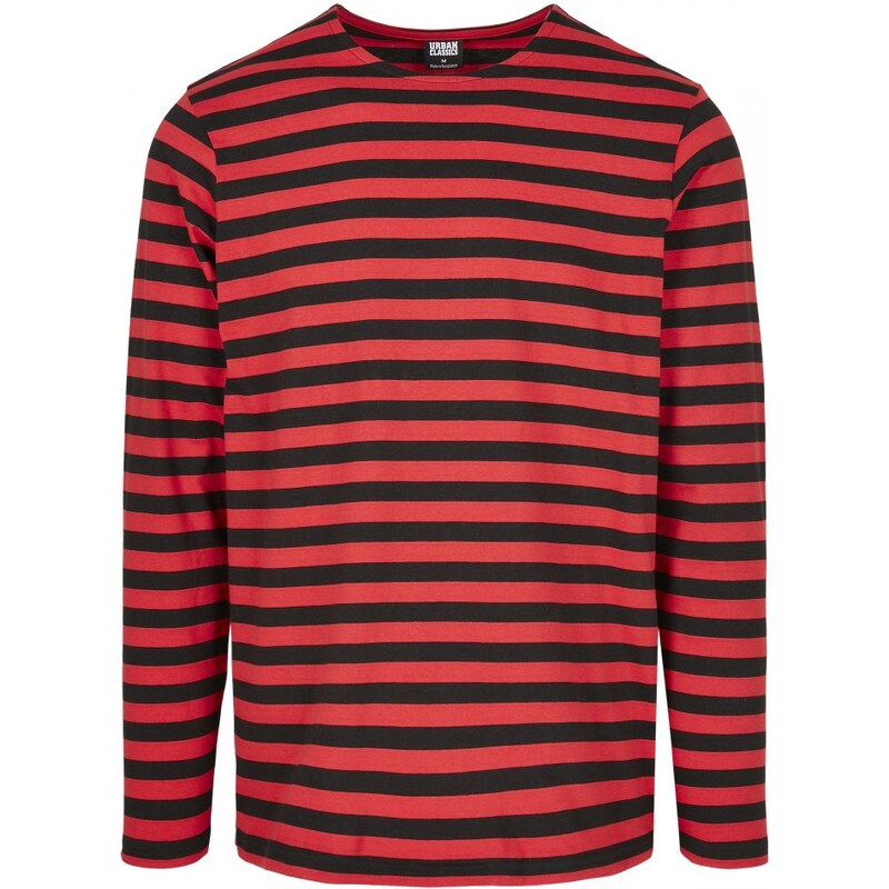 URBAN CLASSICS Regular Stripe LS - firered/blk