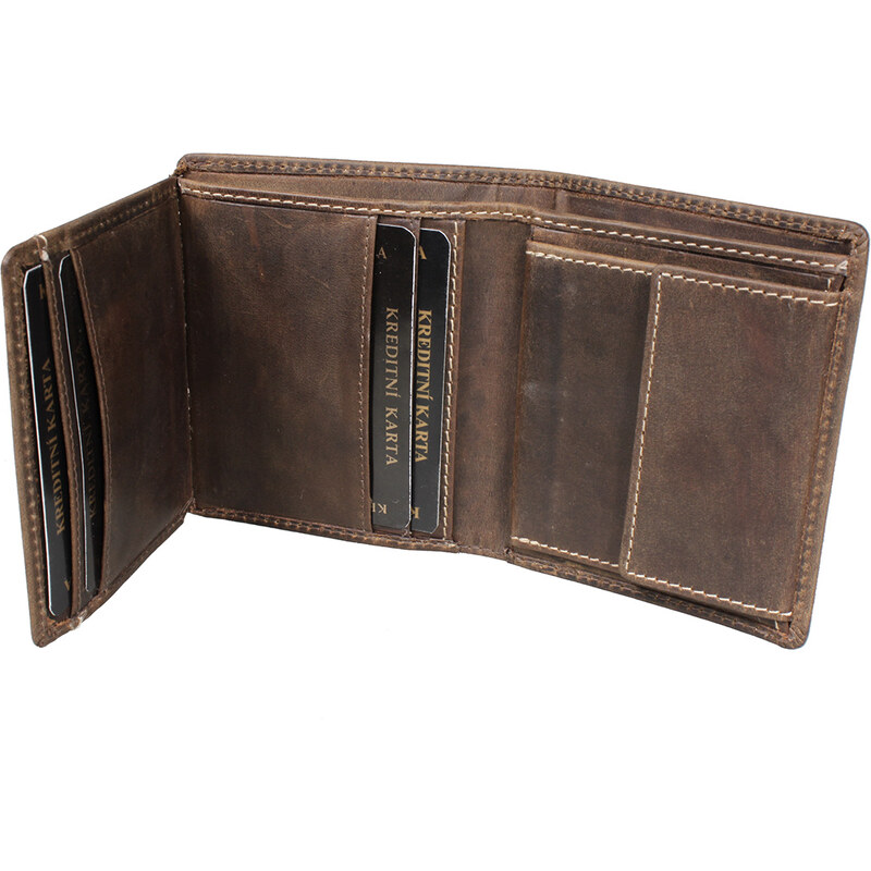 Pánská kožená peněženka Nivasaža N114-HNT-BR hnědá