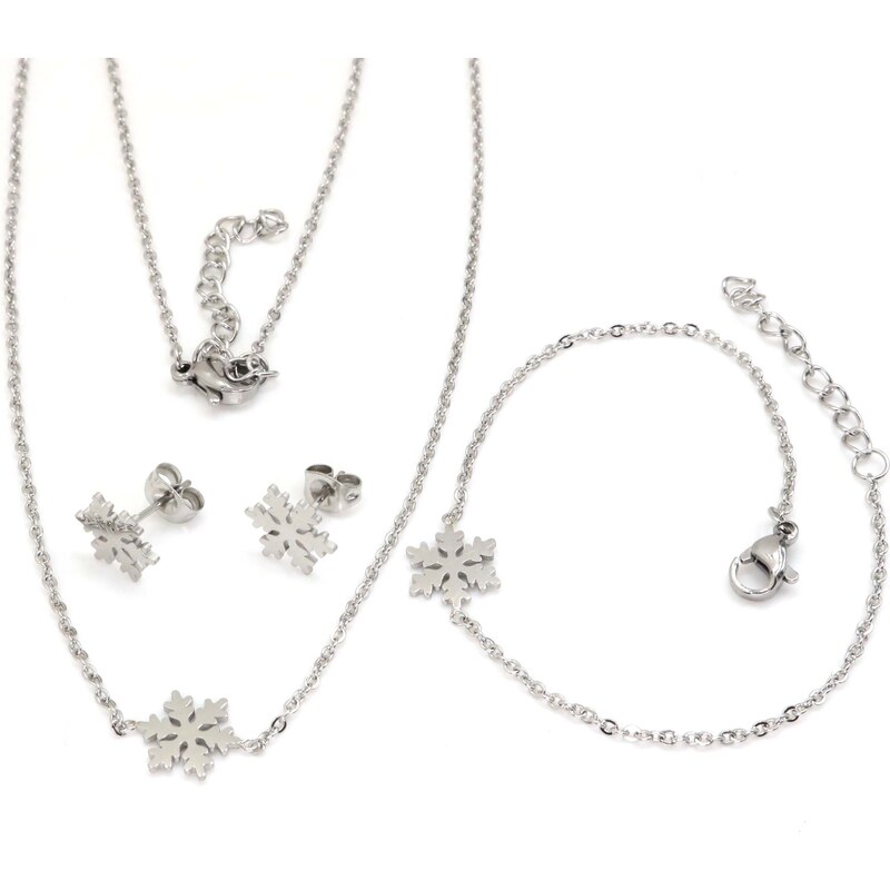 Linda's Jewelry Sada šperků Sněhová Vločka chirurgická ocel IS027