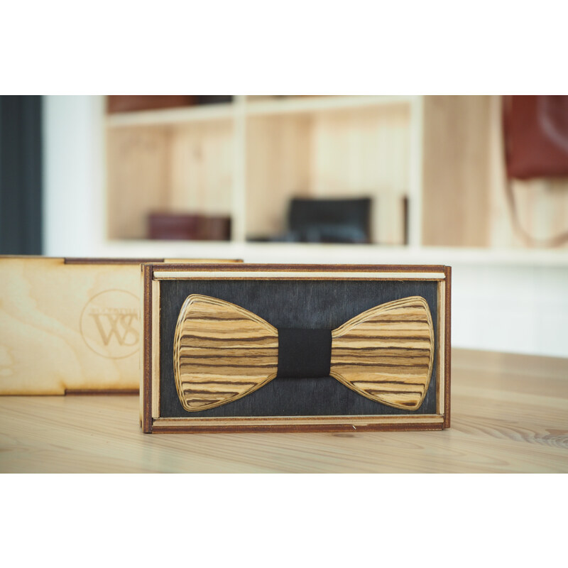 Wood Style Motýlek Kulatý Zebráno