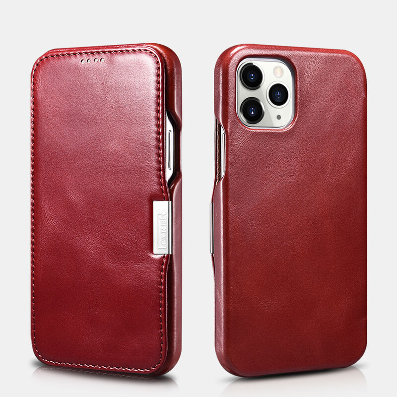 Knížkové pouzdro pro iPhone 12 Pro MAX - iCarer, Vintage Red
