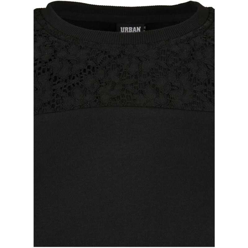 URBAN CLASSICS Ladies Short Oversized Lace Inset Crew