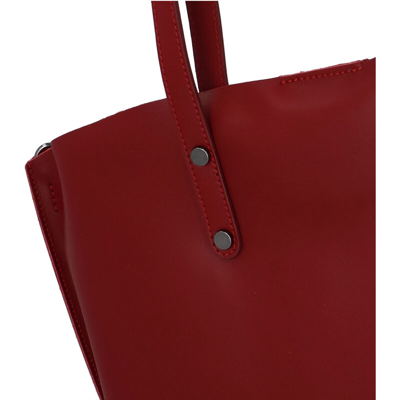Dámská kožená kabelka tmavě červená - ItalY Jordana Two červená