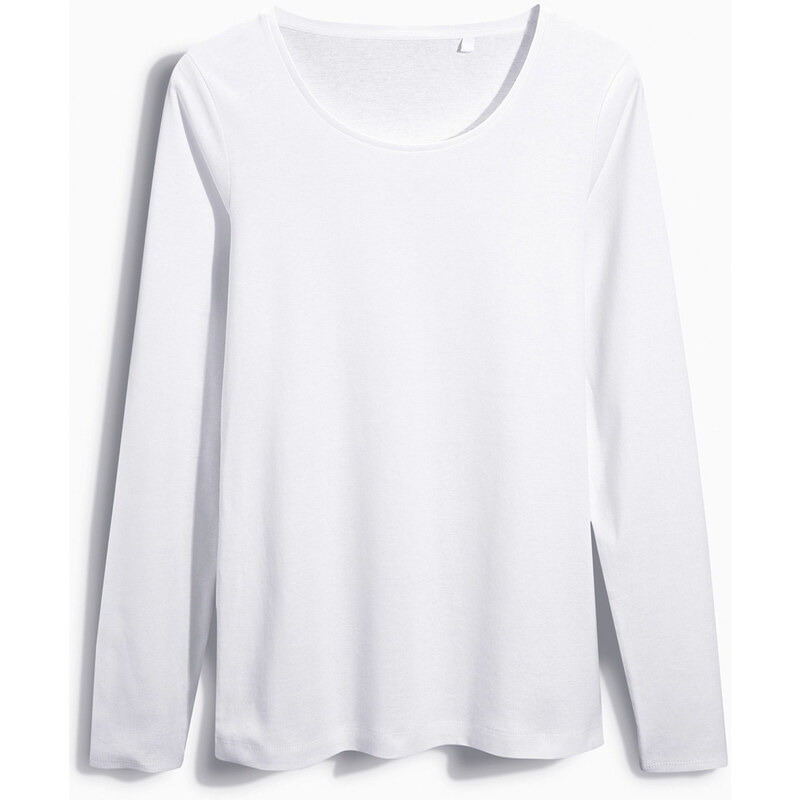 Dámské bílé tričko Next dlouhý rukáv Basic A671