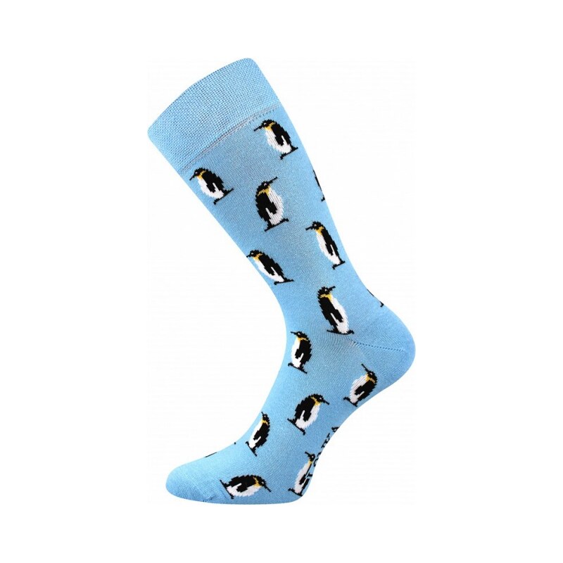 Lonka Světle modré pánské ponožky TUČŇÁCI