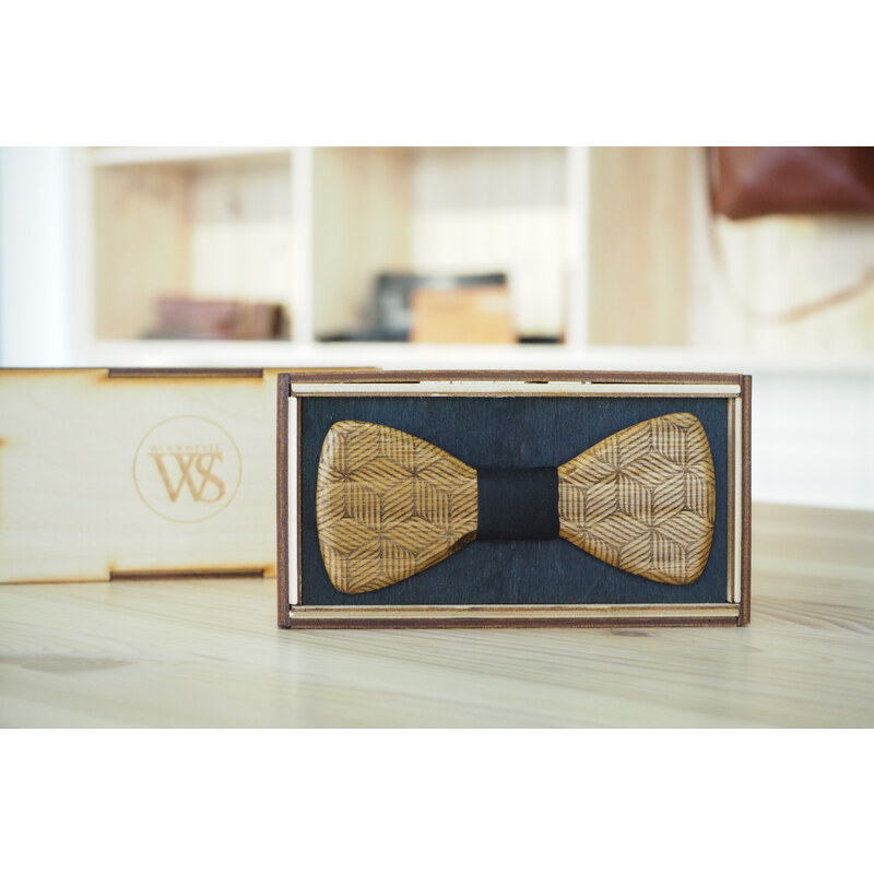 Wood Style Motýlek Gravírovaný Motiv 3