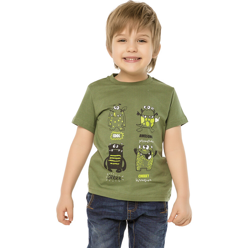 Winkiki Kids Wear Chlapecké tričko Příšerky - khaki