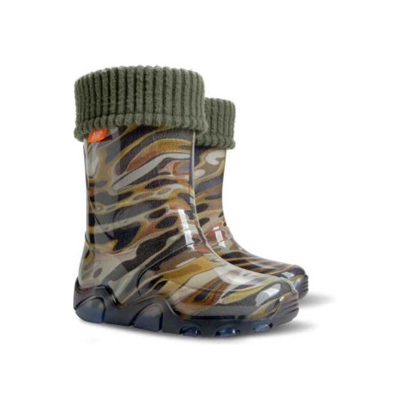 Dětské holínky Demar - STORMER PRINT LUX N 0032 - mozaika, khaki