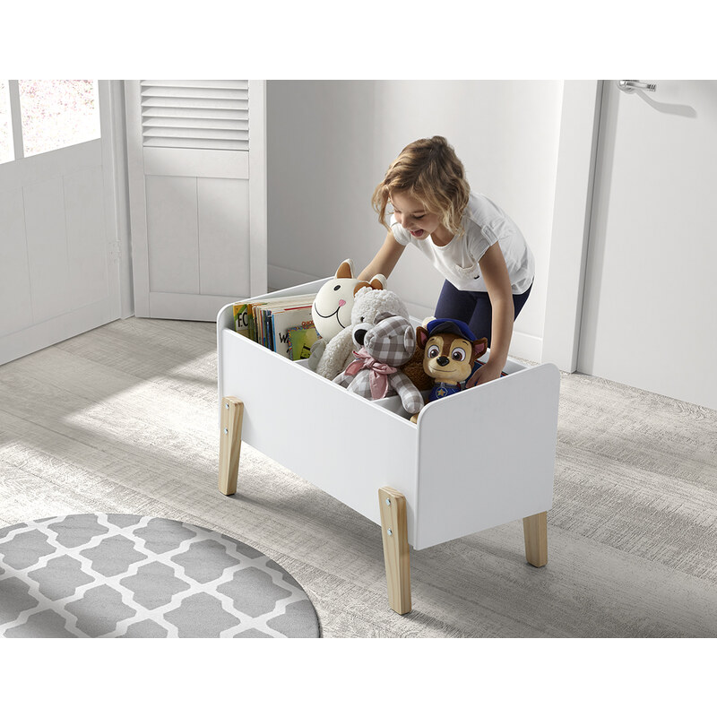 Bílý lakovaný úložný box na hračky Vipack Kiddy 39 x 80 cm