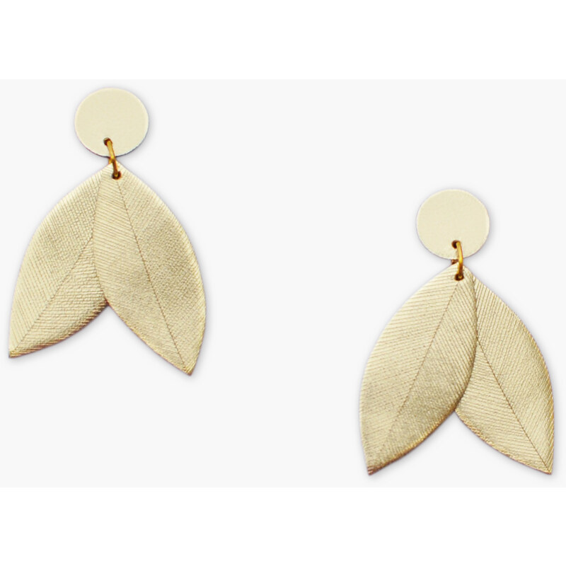 Kožené náušnice Maria double leaf earrings od Pauline Hagan