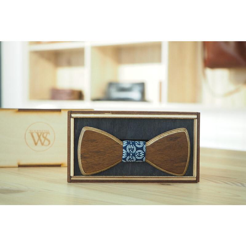 Wood Style Motýlek Kulatý WS Modrotisk