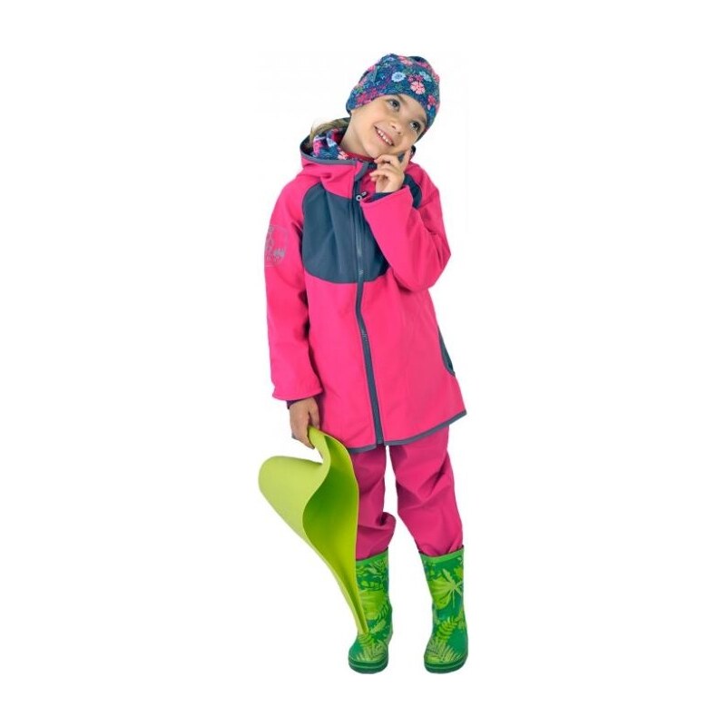 Unuo (ušito v ČR) Dívčí softshellová bunda s fleecem Unuo Evžen tmavě růžová