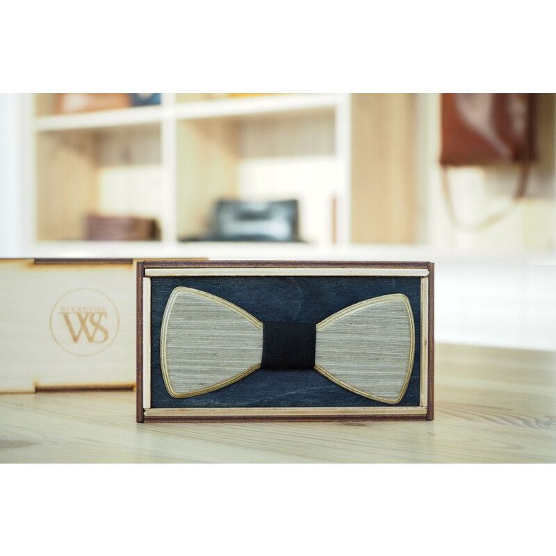 Wood Style Motýlek Kulatý Šedé Hedvábí