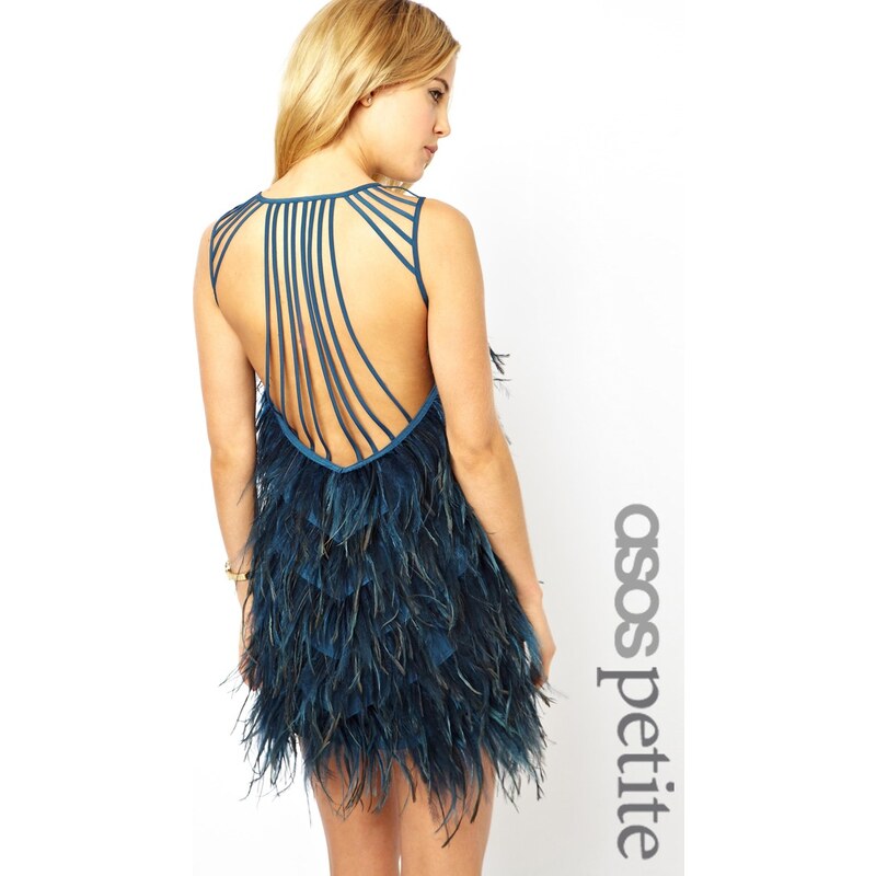 ASOS PETITE Exclusive Premium Feather Strappy Back Dress