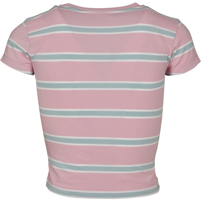 UC Ladies Dámské tričko Stripe Cropped Dívčí růžová/oceánská modrá