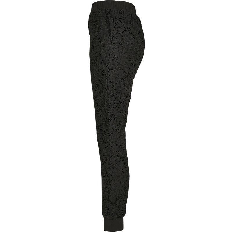 UC Ladies Dámské krajkové Jersey Jog Kalhoty černé