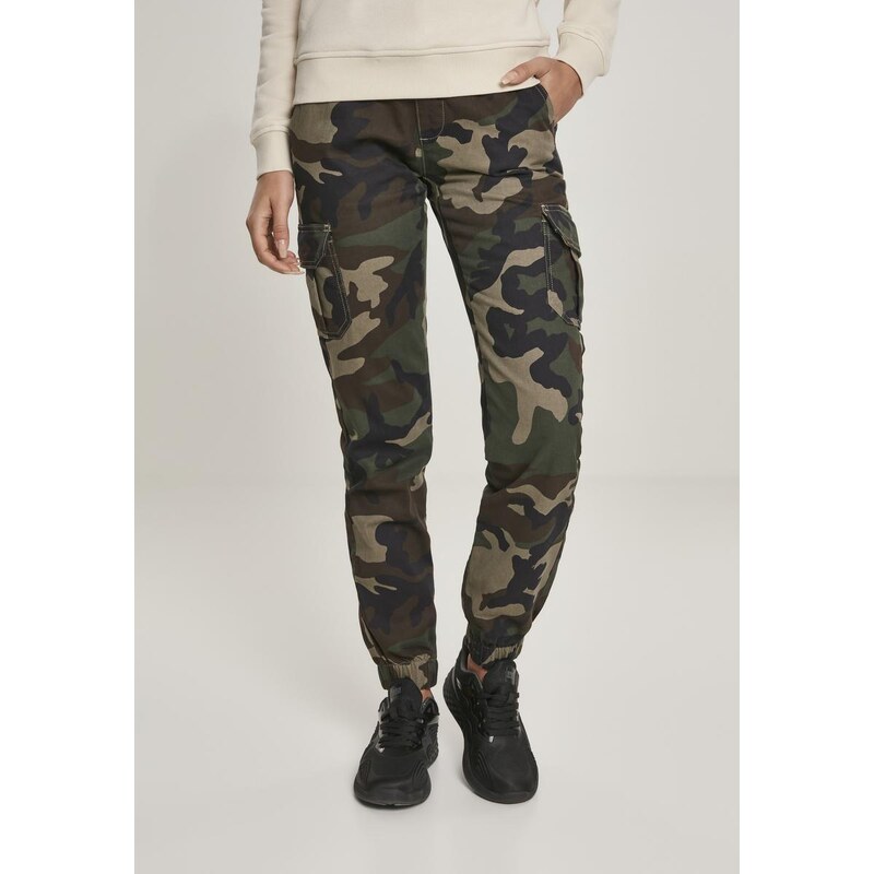 UC Ladies Dámské camo cargo kalhoty s vysokým pasem woodcamo