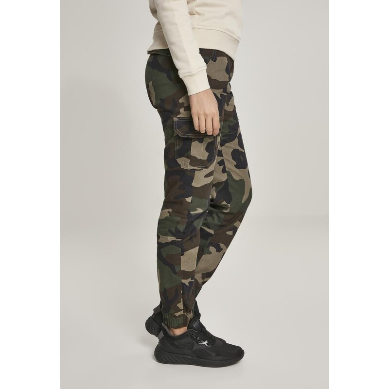 UC Ladies Dámské camo cargo kalhoty s vysokým pasem woodcamo