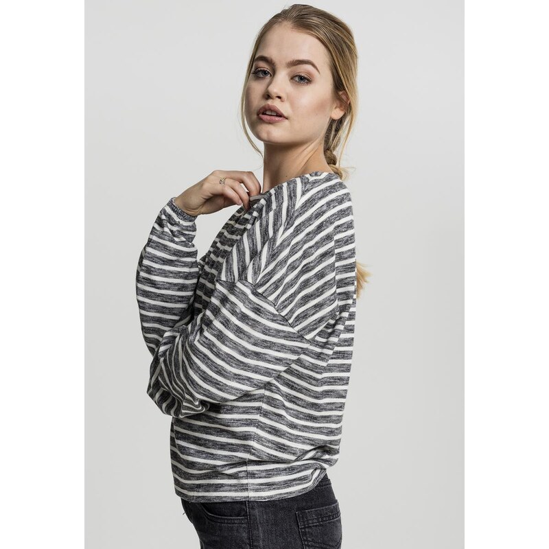 UC Ladies Dámský oversize pulovr s pruhy černo/bílý