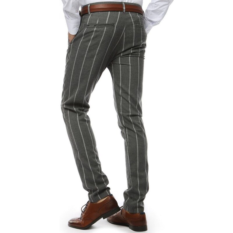 Buďchlap Pruhované kalhoty v tmavě šedé barvě