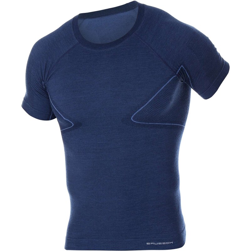 Brubeck pánské tričko s krátkým rukávem Active wool dark jeans