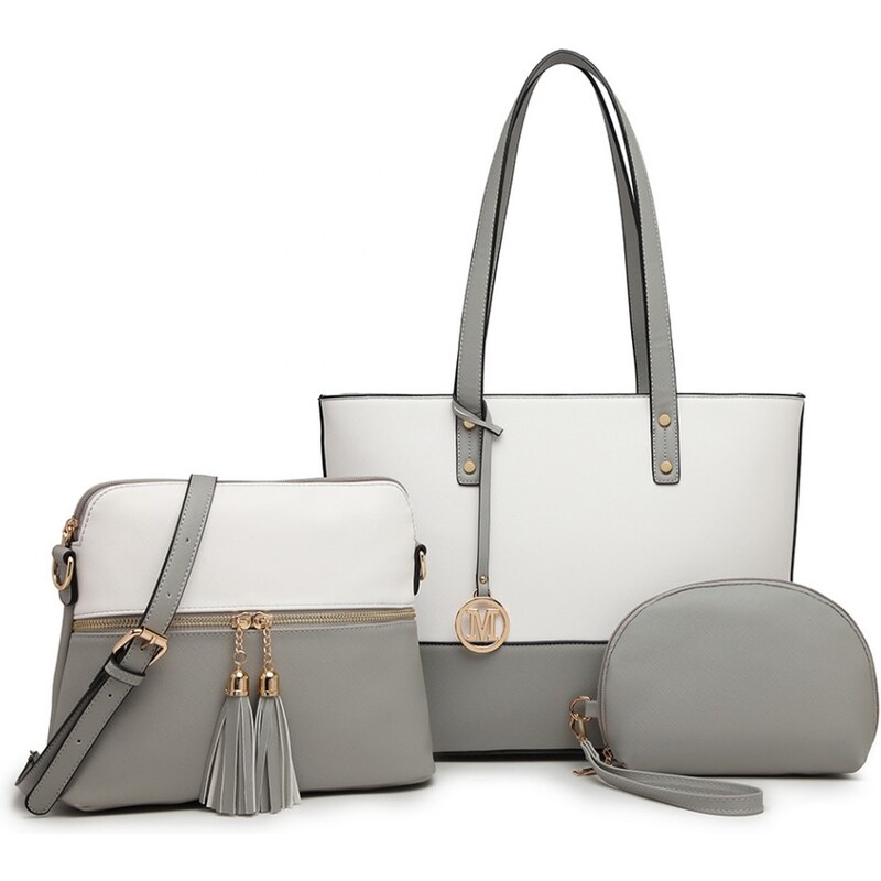 Miss Lulu Kabelkový set 3 pcs Luxury Grey / White