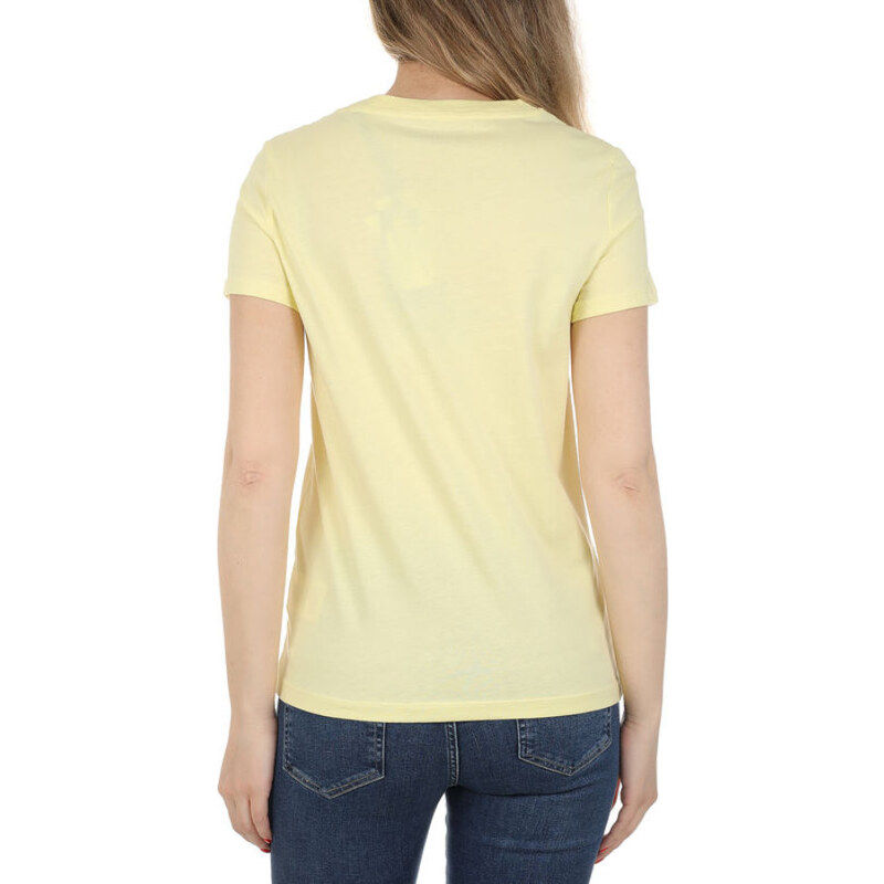 Guess dámské světle žluté tričko Triangle