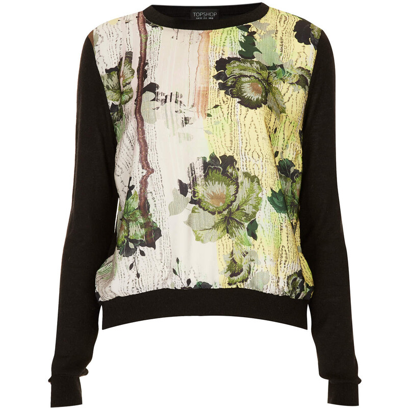 Topshop Knitted Woven Print Jumper