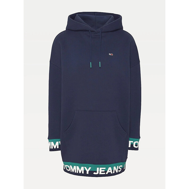 Tommy Hilfiger Tommy Jeans damska tmav modra dlouha mikina s kapuci LOGO SWEATER DRESS GLAMI.cz