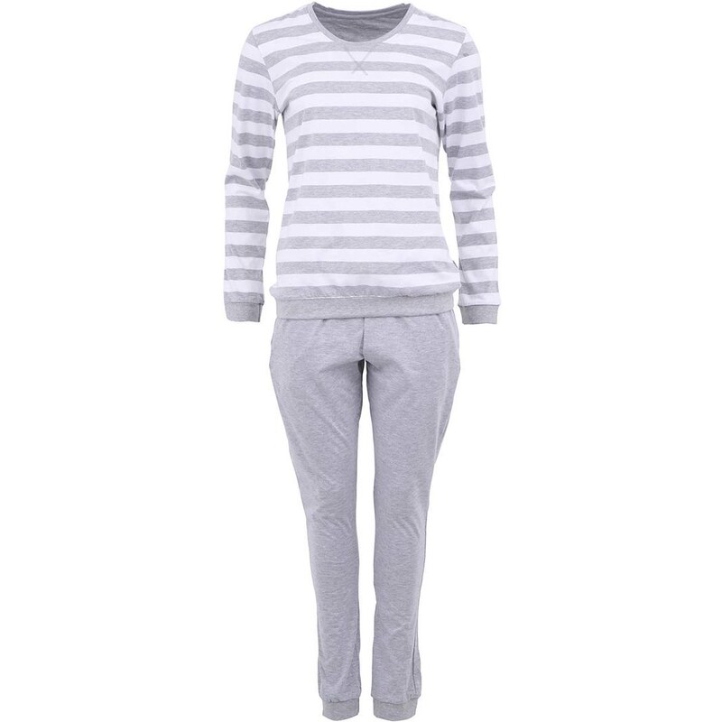 Bílo- šedé pruhované dámské pyžamo Cornette