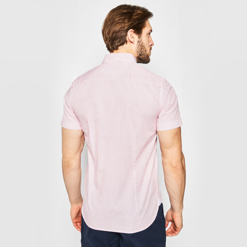 Tommy Hilfiger pánská růžová košile se vzorem